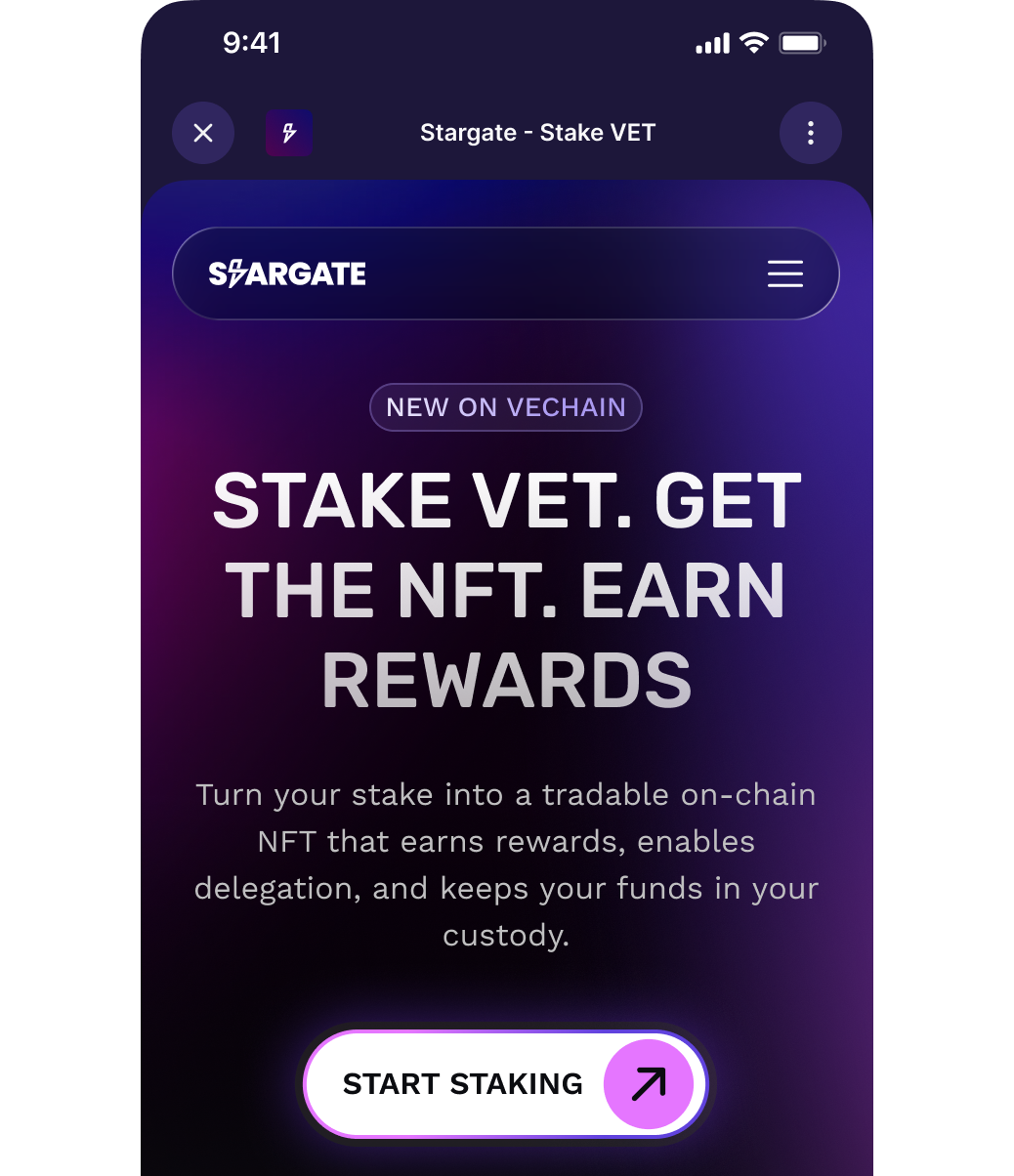 Example of the wallet dashboard